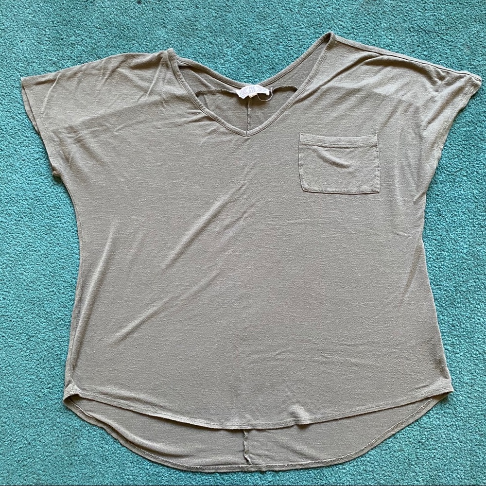 Muted Olive V-Neck T Shirt Large